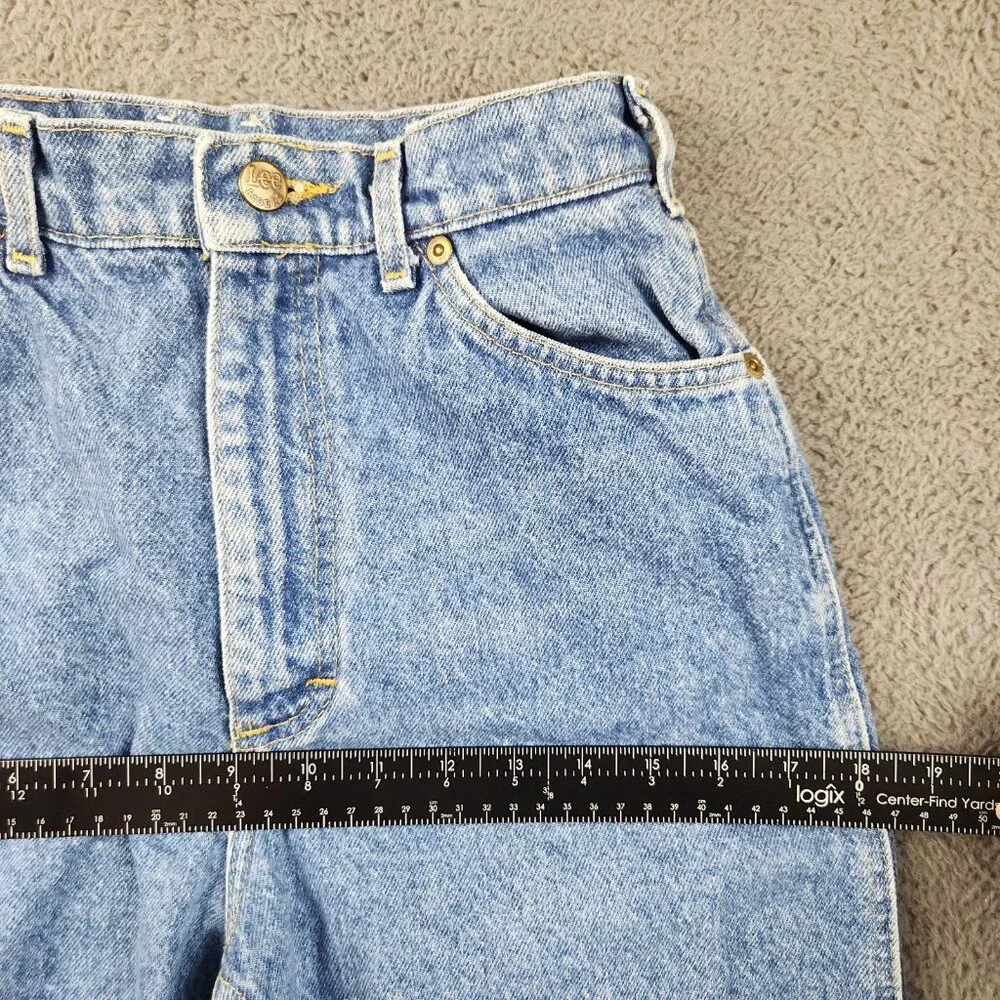 Vintage High Waist Mom Jeans Women's 24x30 (8M) Curvy Straight Tapered Stonewash